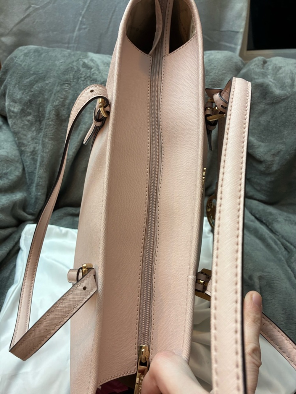 Michael Kors Blush Saffiano Leather Tote with Gold Hardware - Picture 7 of 8